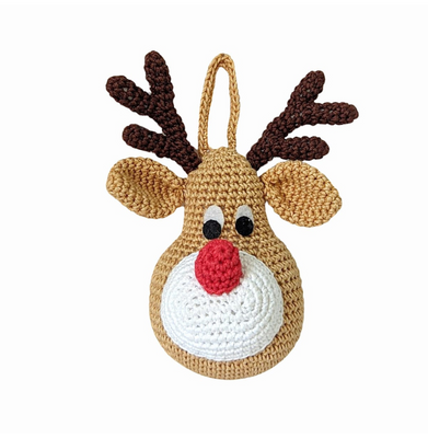 imagHandcrafted Crochet Christmas Tree Ornament- Reindeer Face