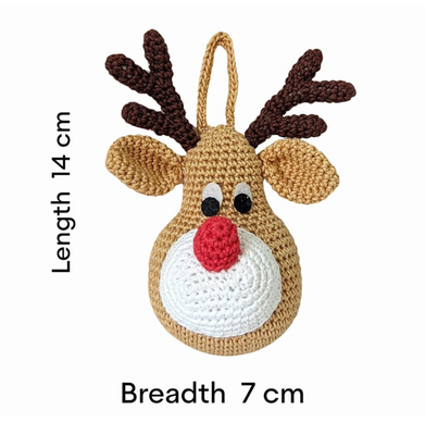 imagHandcrafted Crochet Christmas Tree Ornament- Reindeer Face