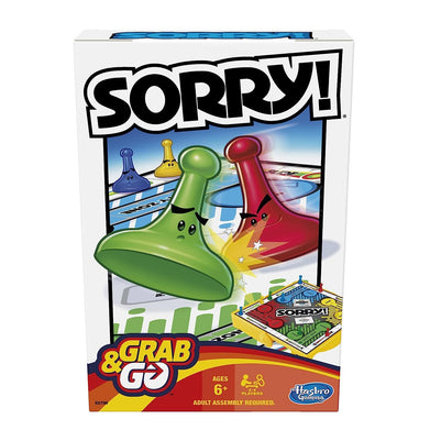 imagHasbro Gaming Sorry Grab & GO Board Game for Kids Ages 8 and Up Multicolor