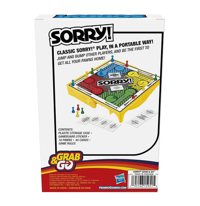 imagHasbro Gaming Sorry Grab & GO Board Game for Kids Ages 8 and Up Multicolor