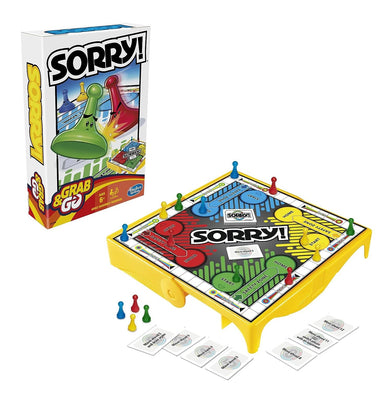 imagHasbro Gaming Sorry Grab & GO Board Game for Kids Ages 8 and Up Multicolor