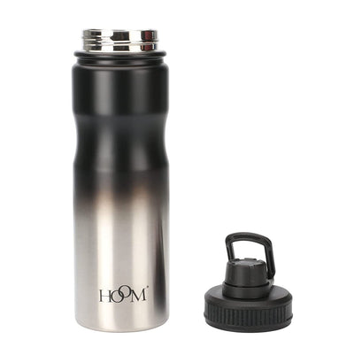 imagHMI Gradient Colour Effect Vacuum Stainless Sports Water Bottle Flask, 600ml, Black