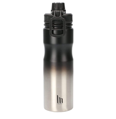 imagHMI Gradient Colour Effect Vacuum Stainless Sports Water Bottle Flask, 600ml, Black