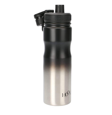 imagHMI Gradient Colour Effect Vacuum Stainless Sports Water Bottle Flask, 600ml, Black