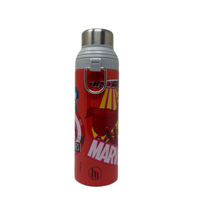 imagHOOM by HMI Marvel Avengers Character 304 Stainless Steel Insulated Vacuum Wide Mouth with Detachable Straw Sipper Bottle Flask for Kids, 500ml