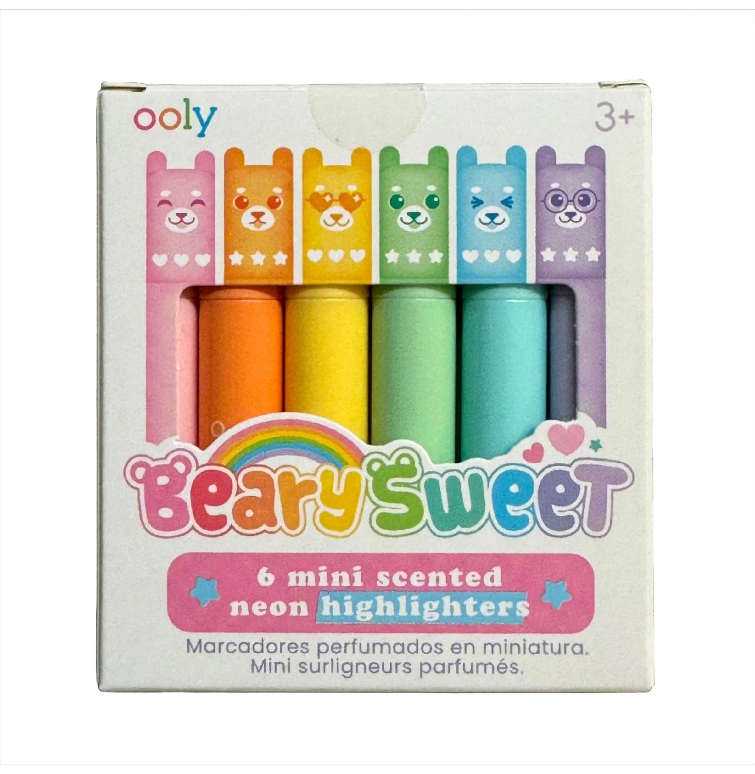 Beary Sweet Mini Scented Highlighters Set - 6 Adorable Bear-Shaped Neon Highlighters