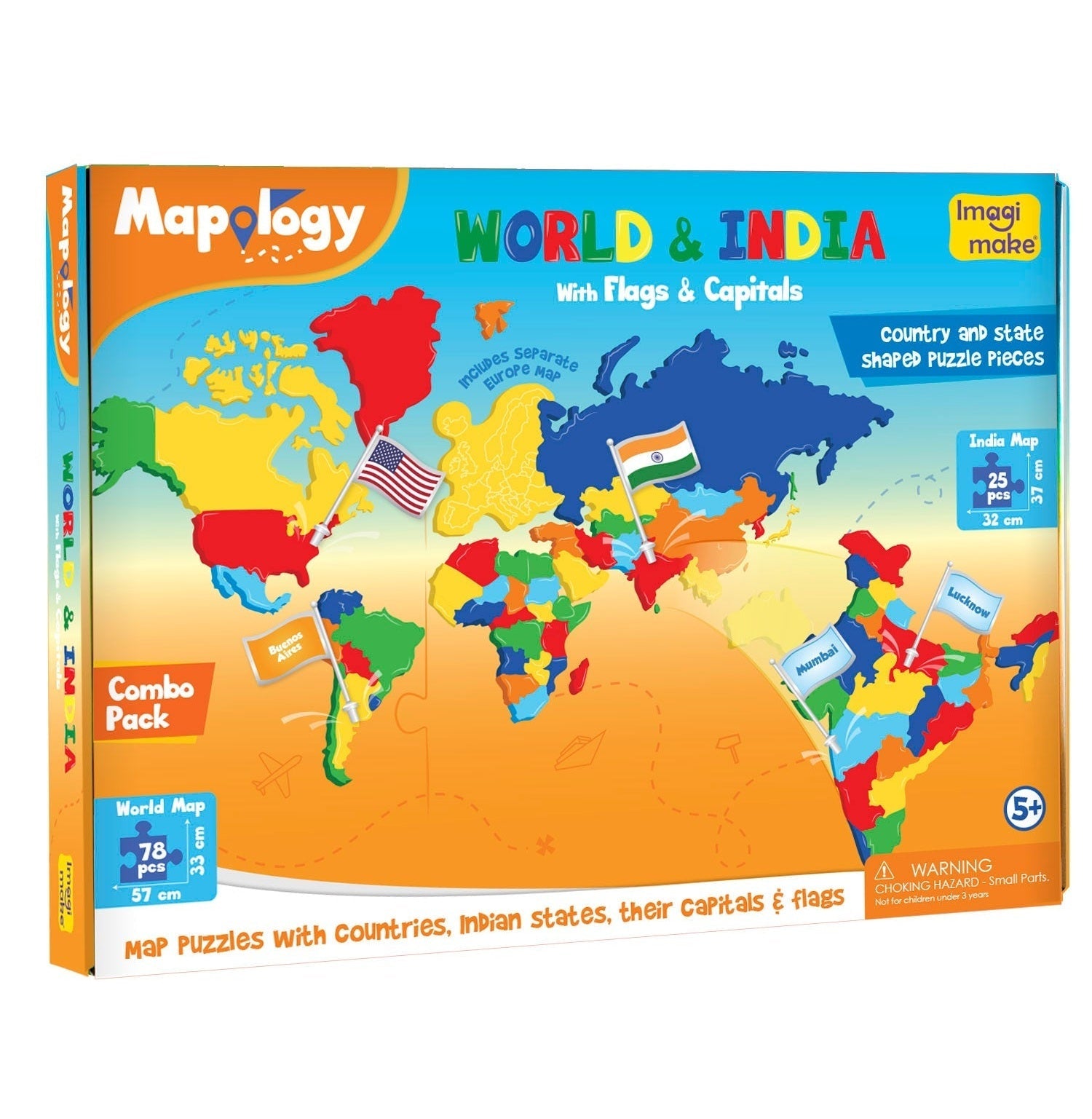 Imagimake Mapology Combo: Engaging India & World Puzzle Set For Young Explorers
