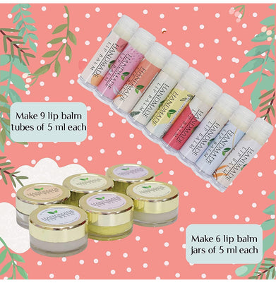 imagKalakaram Lip Balm DIY Kit - Make 15 Lip Balms with Shea Butter, Kokum Butter, Beeswax, Vitamin E Oil, Grape Seed Oil and 4 Pure Essential Oils