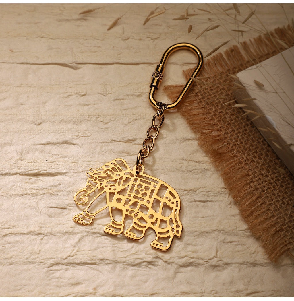 Elegant Goldplated Brass Elephant Keychain