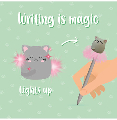 imagLight-Up Cat Ballpoint Pen - Writing Is Magic - Kitty