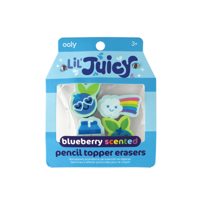 imagLil' Juicy Scented Pencil Topper Eraser - Blueberry set of 4