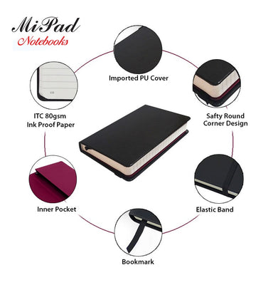 imagLivtek India New Mipad Small Hard Cover Ruled Notebook - Black