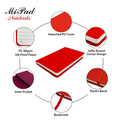 imagLivtek India New Mipad Small Hard Cover Ruled Notebook - Blossom Red