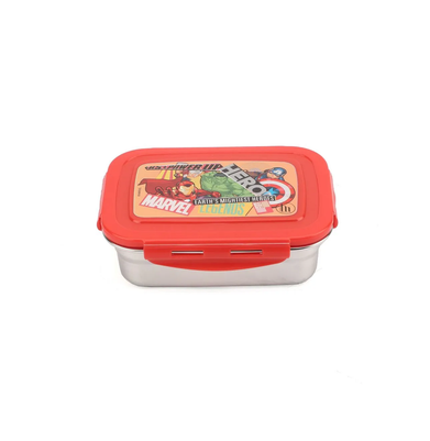 imagMarvel Avengers Stainless Steel Made Lunch Box With 304 Stainless Steel Made Snap Lid Subzi Container Inside, 600 Ml-Multicolor