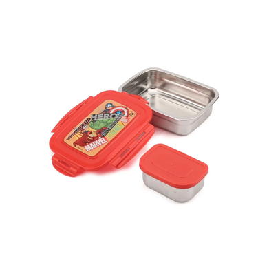 imagMarvel Avengers Stainless Steel Made Lunch Box With 304 Stainless Steel Made Snap Lid Subzi Container Inside, 600 Ml-Multicolor