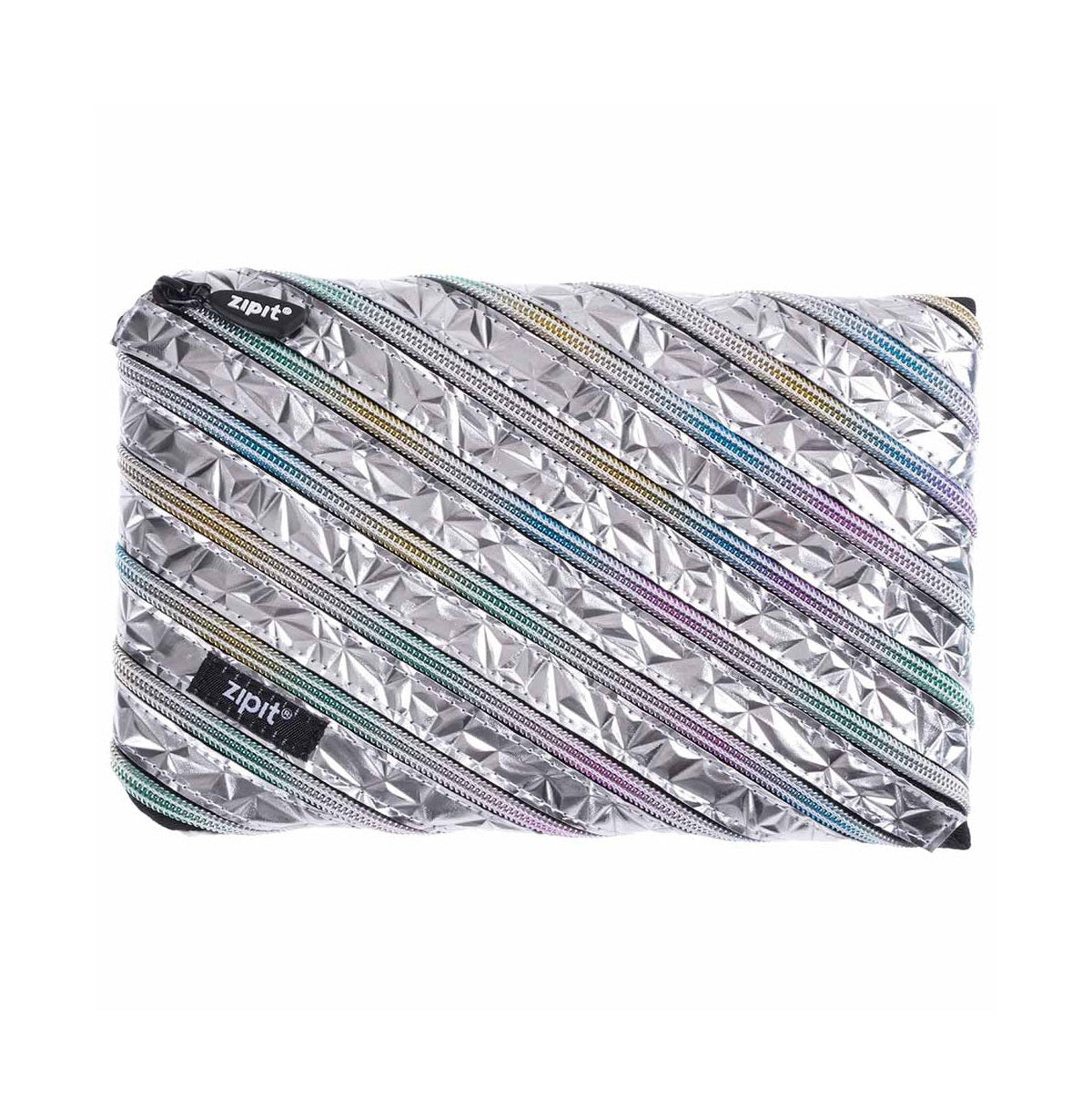 Metallic Jumbo PouchZjmt2Plain Silver