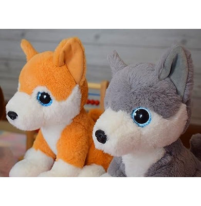 imagMirada-25cm Husky Dog with Glitter Eyes-Grey-MP0091A