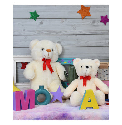 imagMirada Plush - 35Cm Bear With Red Bow – Beige-MP0041B