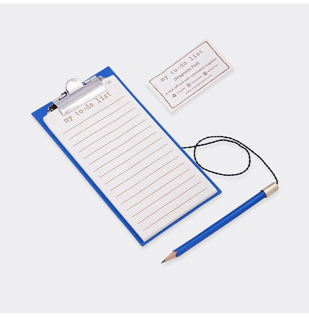 Eco-Friendly Blue To Do List Pad with Pencil - Stylish & Practical Organization