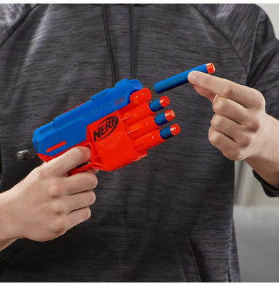 imagNerf Alpha Strike Fang QS-4 Blaster, 4-Dart Blasting Fire 4 Darts In A Row, 10 Official Nerf Elite Darts Easy Load-Prime-Fire