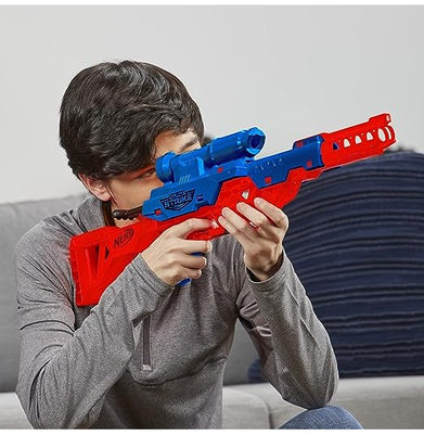 imagNerf Alpha Strike Wolf LR-1 Blaster with Targeting Scope,12 Official Nerf Elite Darts,Breech Load, Pump Action, Easy Load-Prime-Fire, Multicolor