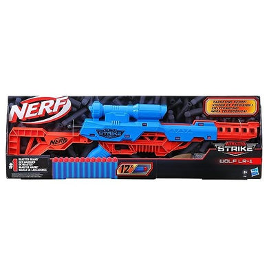imagNerf Alpha Strike Wolf LR-1 Blaster with Targeting Scope,12 Official Nerf Elite Darts,Breech Load, Pump Action, Easy Load-Prime-Fire, Multicolor