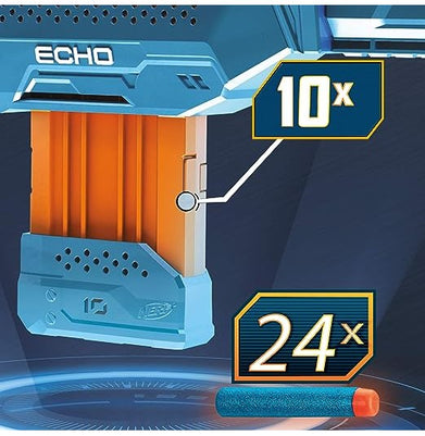 imagNERF Elite 2.0 Echo Cs-10 Blaster, 24 Darts, 10-Dart Clip, Removable Stock and Barrel Extension