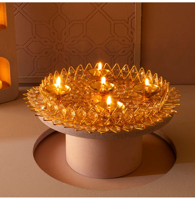 imagNUCASA Crystal Diya Plate - 5 Deep