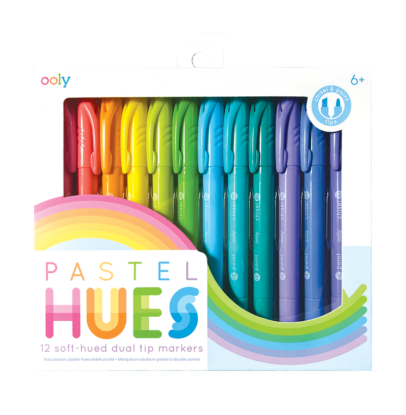Ooly Pastel Hues Dual Tip Markers 12 Soft Pastel Colors For Creative Adventures