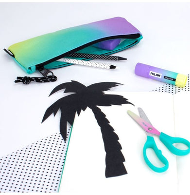 imagSmall Flat Pencil Case Sunset Series, Turquoise