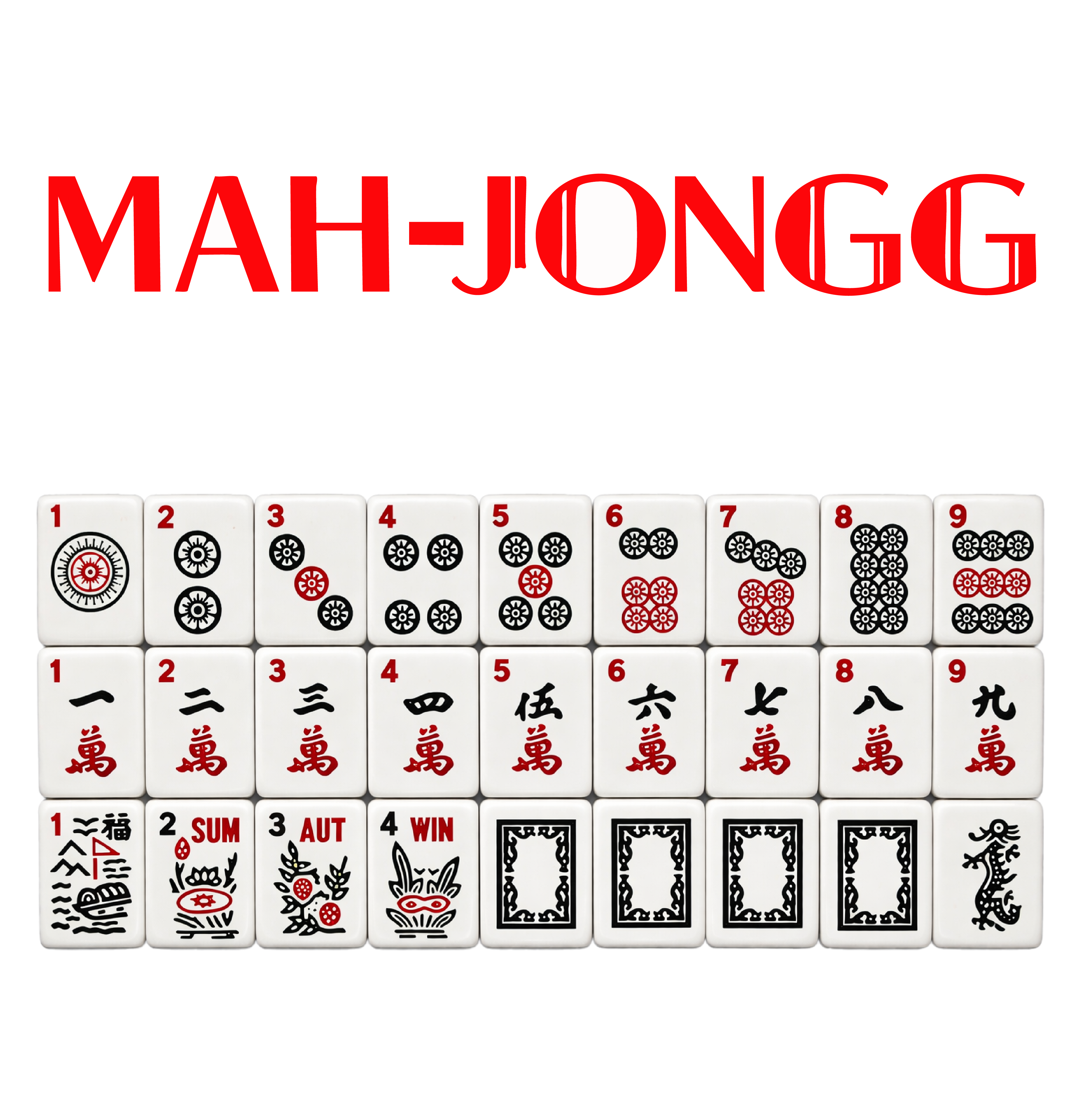 Premium Mahjong Set of 152 Tile Complete Western Mahjong With Red Bag And 4 All In One Racks