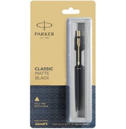 Parker Classic Matte Black Gt Ball Pen Luxurious Blue Ink Writing Instrument