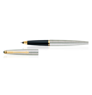 imagParker Galaxy Stainless Steel Gold Trim Roller Ball Pen