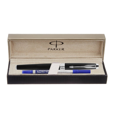 imagParker Premium Parker Aster Matt Black Chrome Trim Roller Ball Pen 