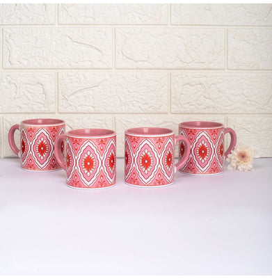 imagPink and Orange Pattern Tea cups - Set of 4