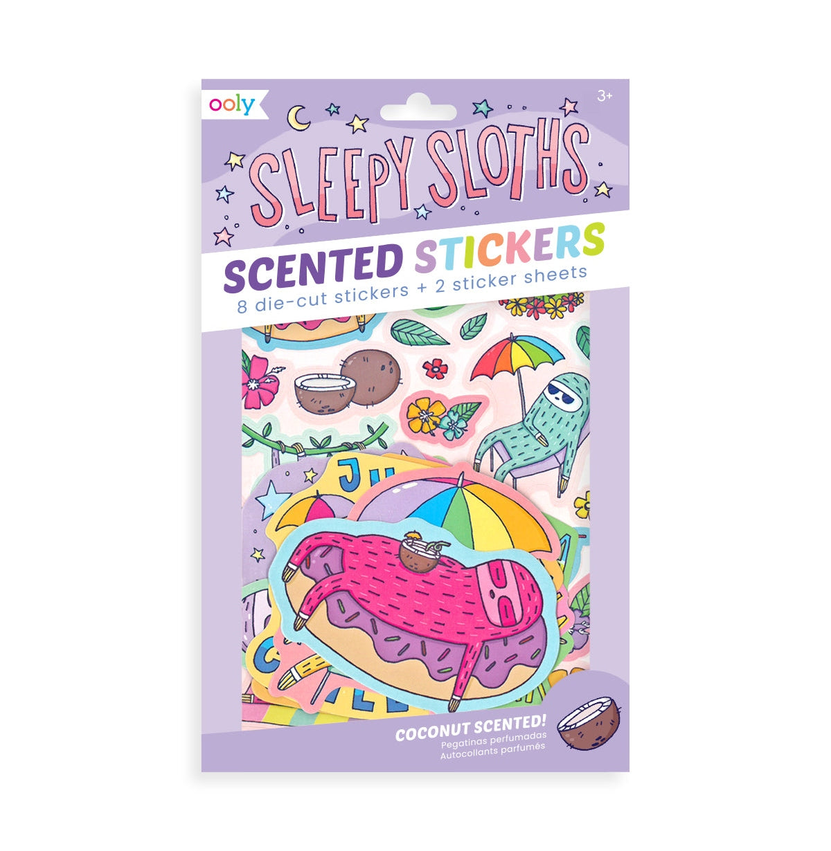 Sleepy Sloths Coconut Scented Scratch Stickers Set