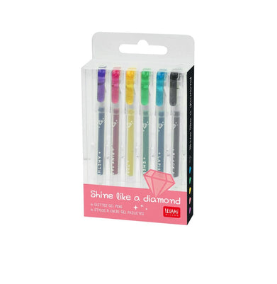 imagSet Of 6 Glitter Gel Pens - Shine Like A Diamond - Multicolor