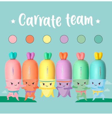 imagSet Of 6 Mini Highlighters - Carrate Team - Carrot