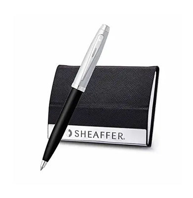 imagSheaffer Gift 100 9313 Black & Chrome Ball Pen With Card Holder