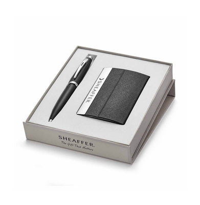 imagSheaffer Gift 100 A9317 Matt Black Ball Pen & Visiting Card Holder