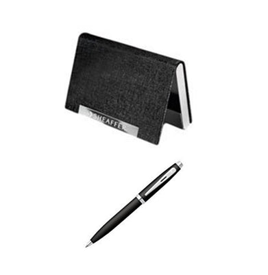 imagSheaffer Gift 100 A9317 Matt Black Ball Pen & Visiting Card Holder