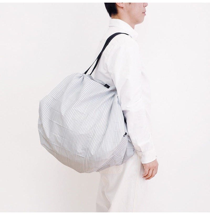 Shupatto Folding Shopping Bag Stripe Grey