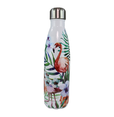 imagSmily Kiddos Steel Water Bottle 500 ML- Flamingo White