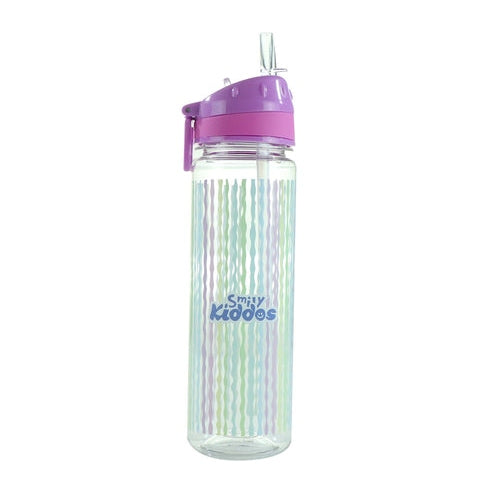 Smily Kiddos Purple Ribbon Theme Straight Water Bottle with Flip Top Nozzle