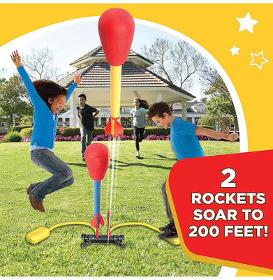 imagStomp Rocket Original Dueling Rocket Launcher with 4 Flying Rockets