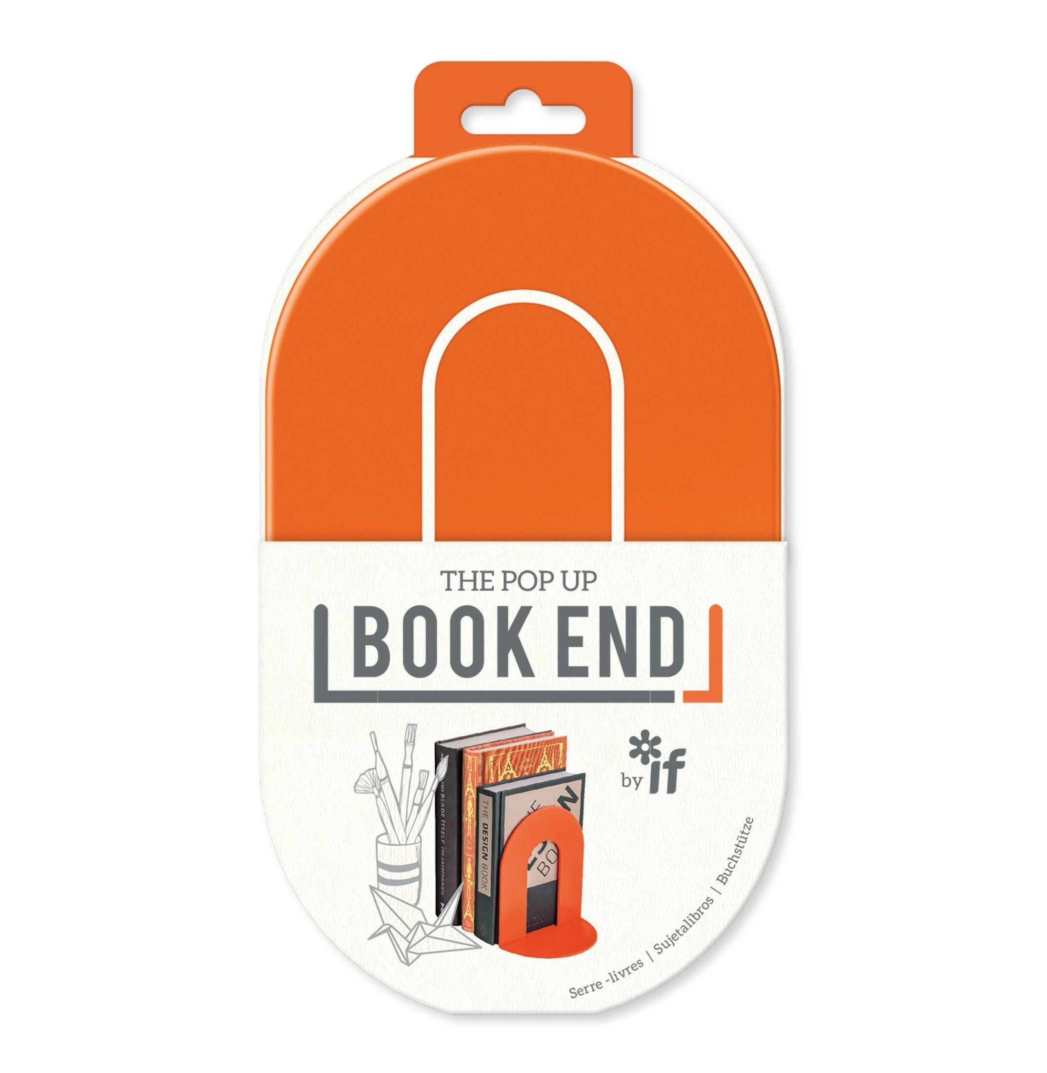 Vibrant Orange Pop Up Book End - Stylish Organizer for Your Bookshelf