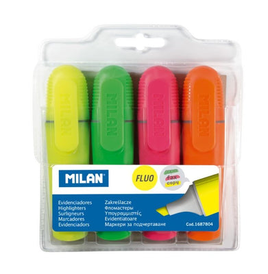 imagTransparent Hanging Pack 4 Fluo Highlighters, Assorted Colours