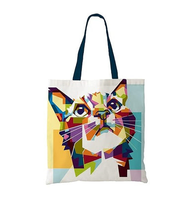 imagVibrant Cat Cotton Canvas Tote Bags - TBAG00320