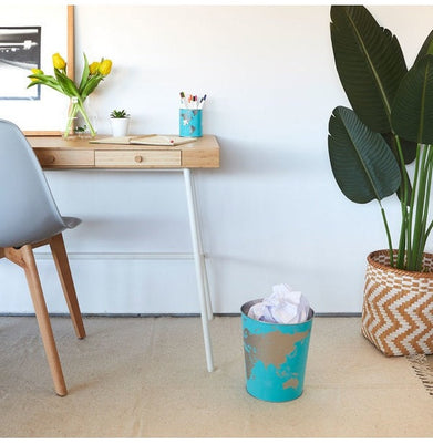 imagWastebasket,Globe,Turquoise,-27539