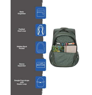imagWildcraft WIKI Girl 4 Streak Olive Backpack with Sleeve Separator